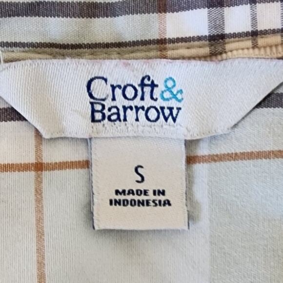Croft & Barrow Womens Plaid GreenTan Cotton Button Up Shirt Long Sleeve W Small - Picture 6 of 12